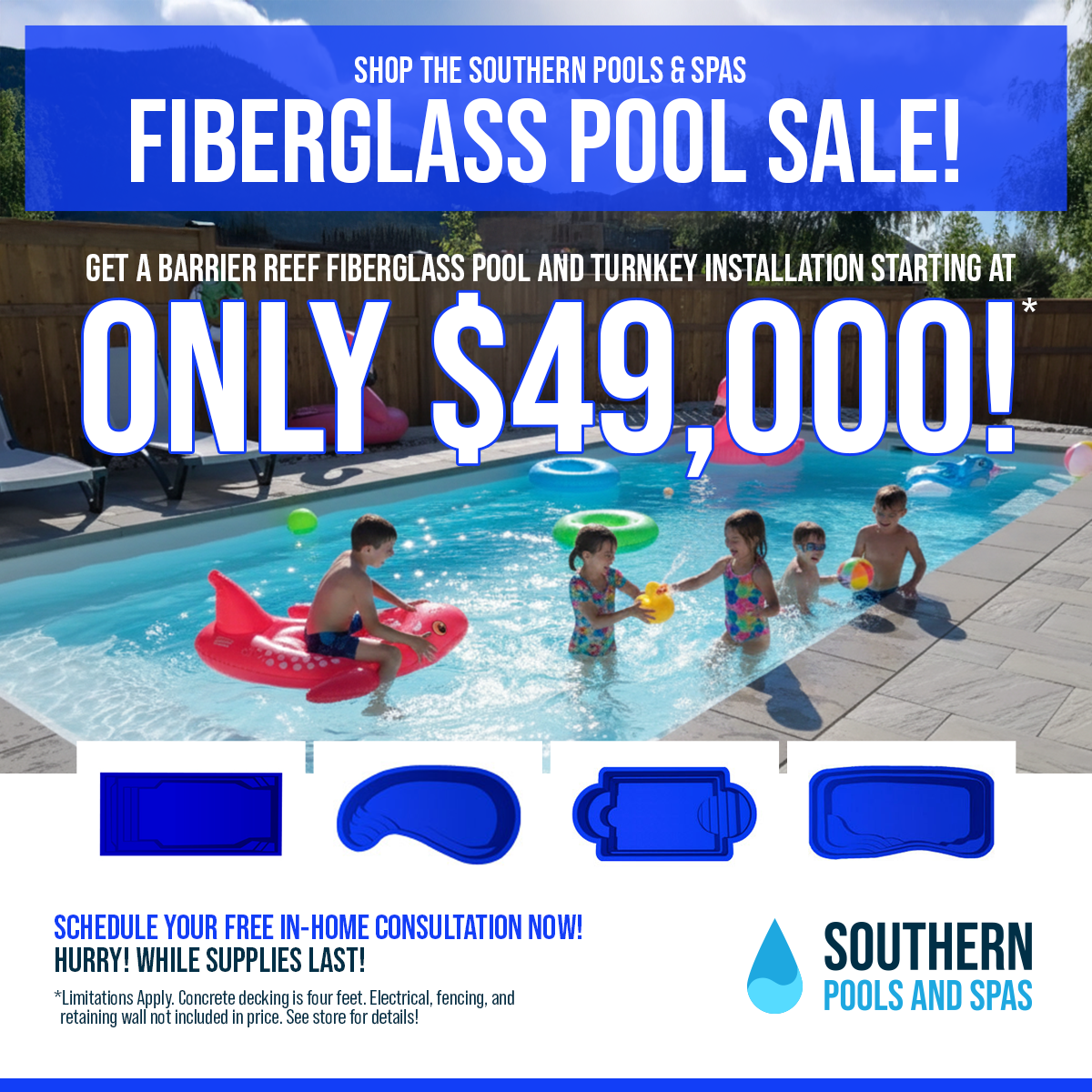 Fiberglass Pool Sale – Only $49,000!