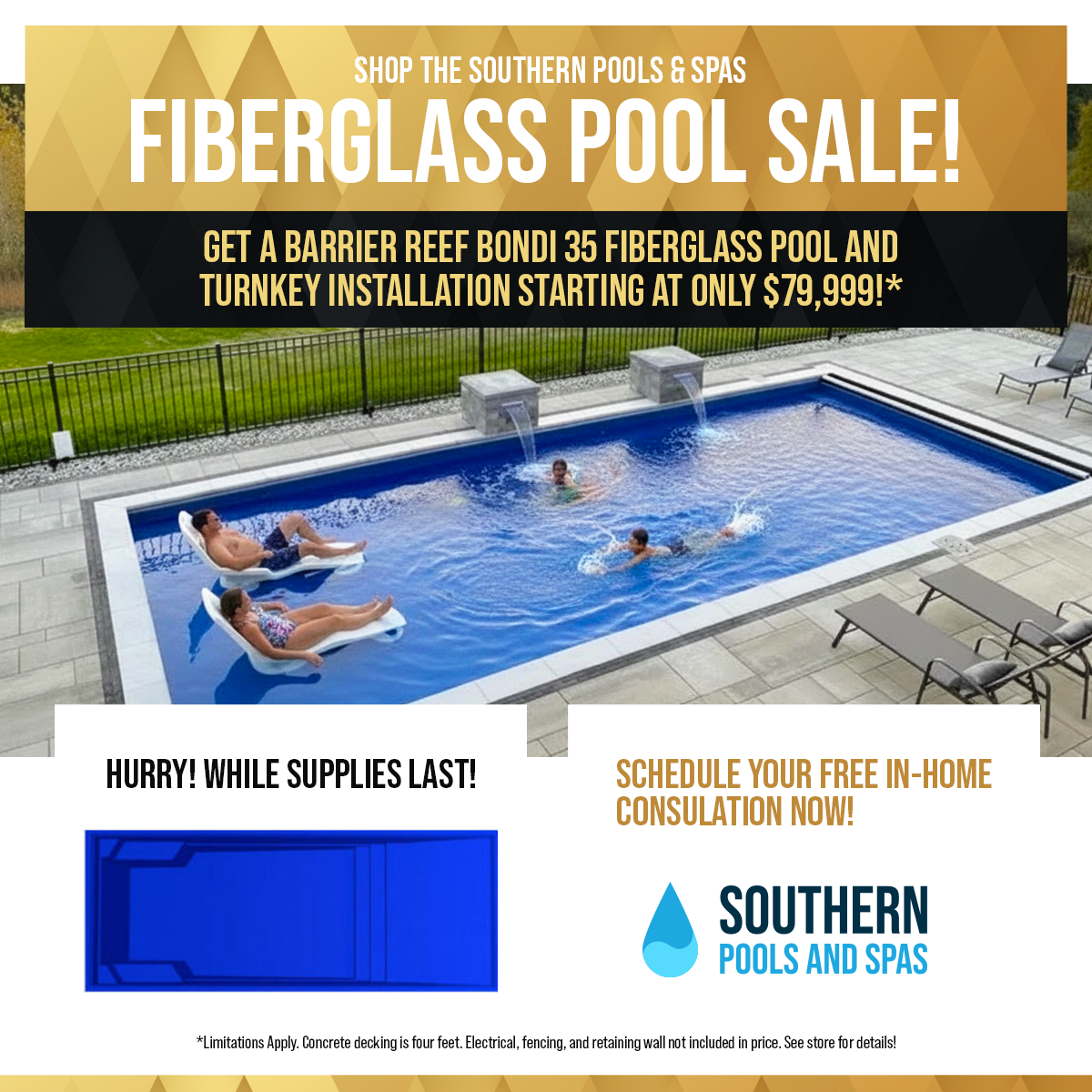 Fiberglass Pool Sale – Only $79,000!